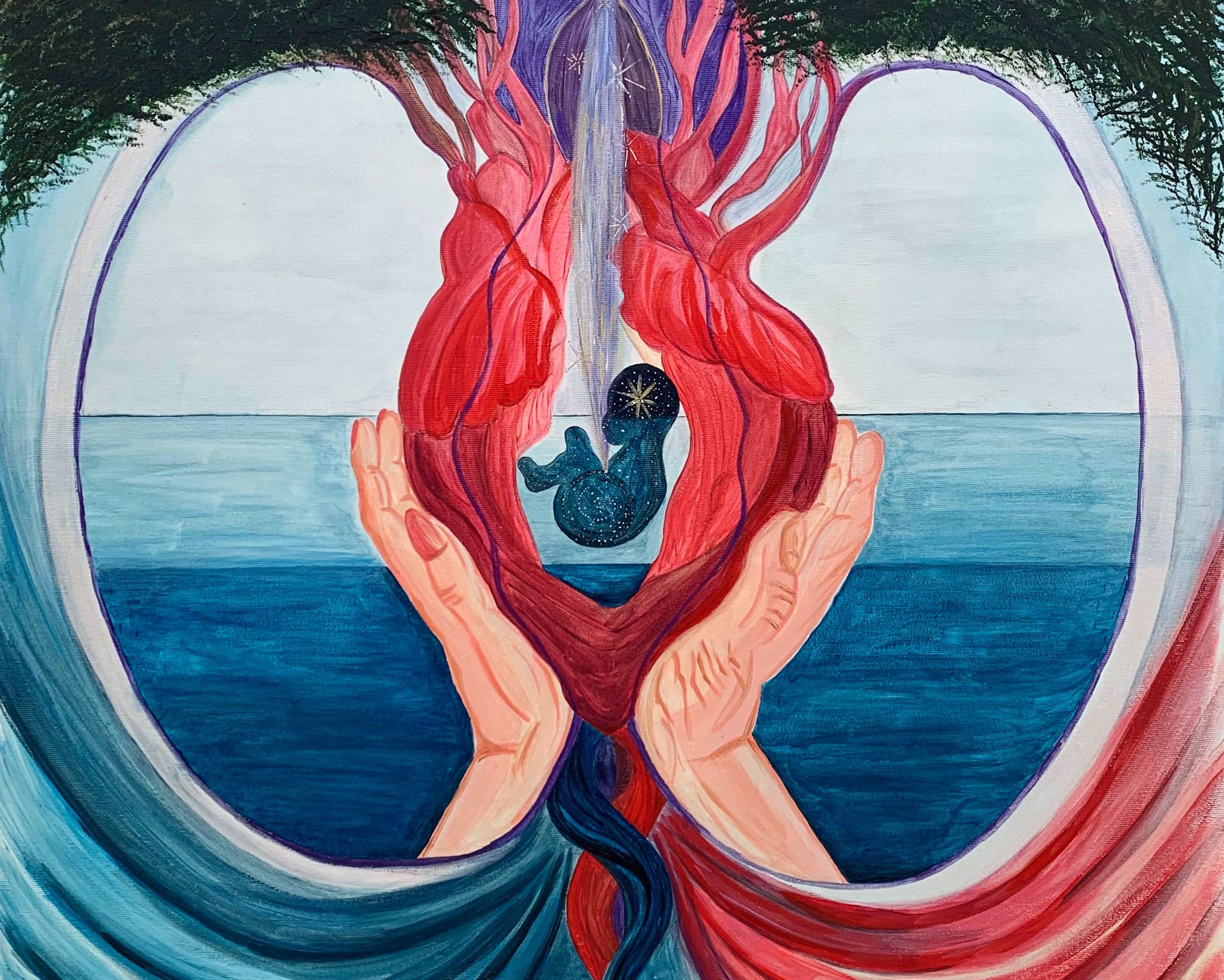 Dipinto IL VIAGGIO VERSO L'AGAPE, 70x100cm