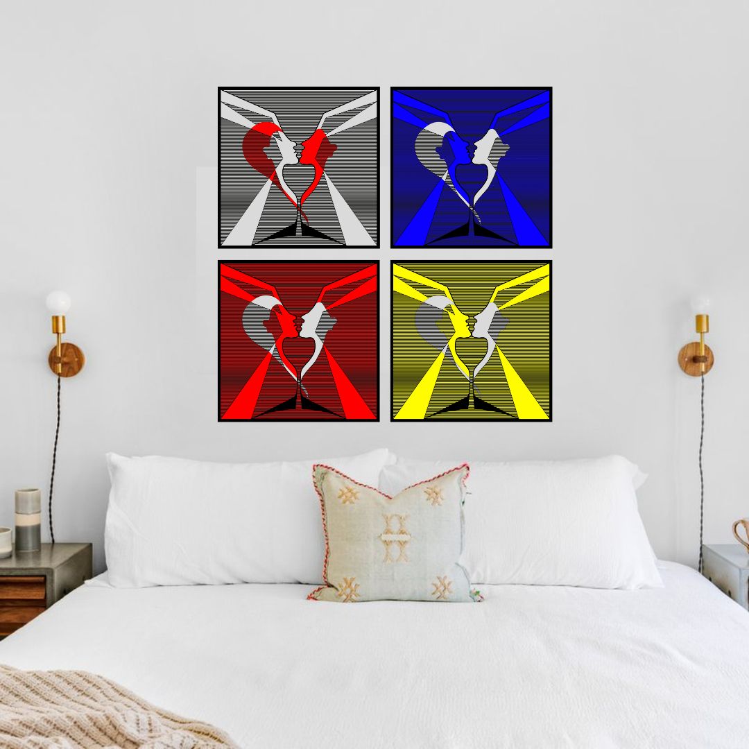 Set 4 Stampe da parete Coppia Alchemica