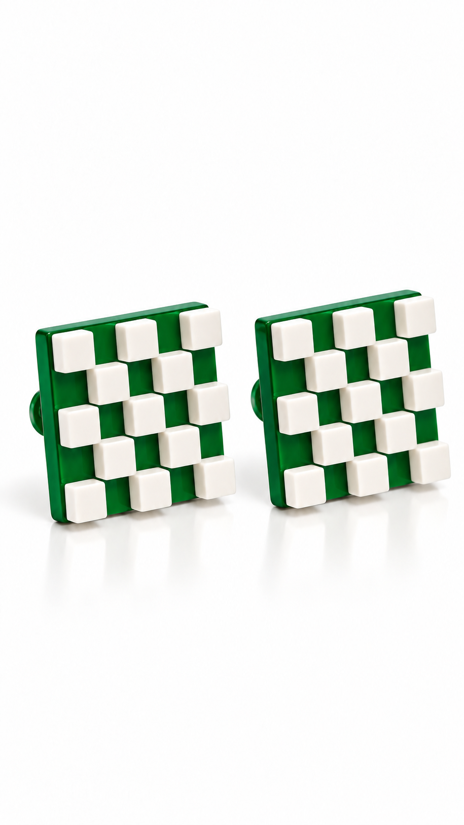 Orecchini d'arte Scacchiera Verde-Bianco | J’ESSENTIA
