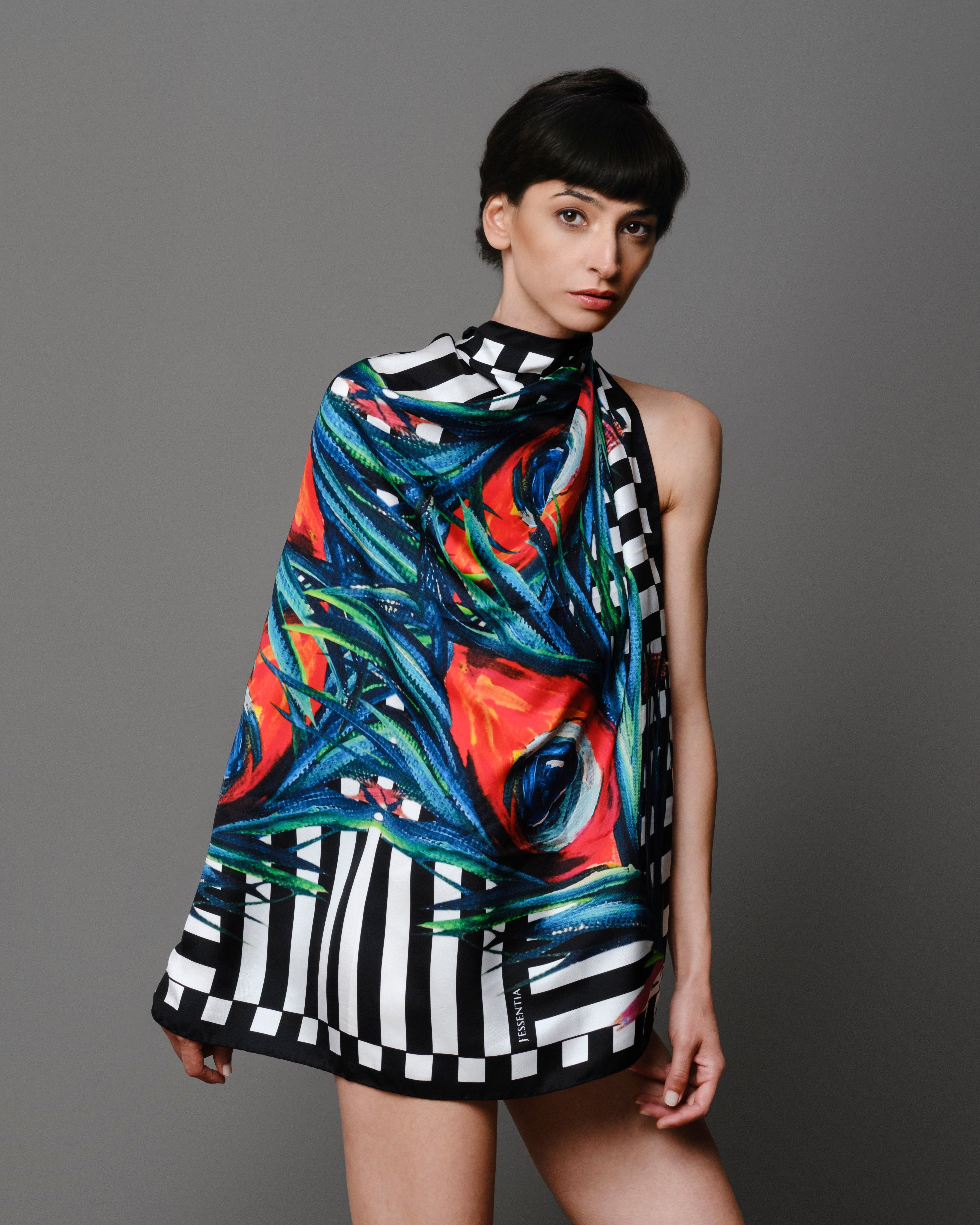 Foulard in seta PIUME DI PAVONE