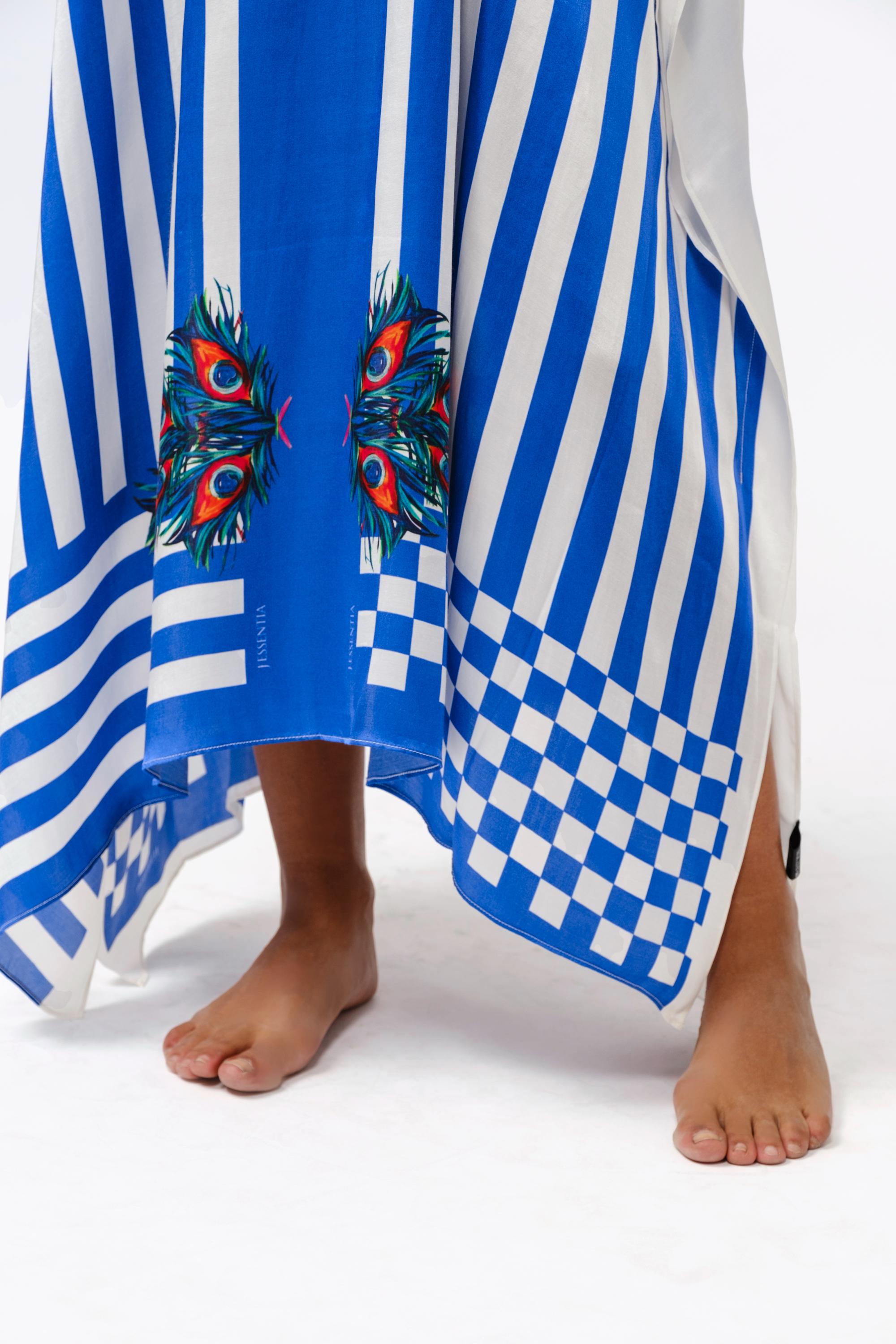 Copricostume - Kaftano Made in Italy, moda mare "Piume di Pavone"
