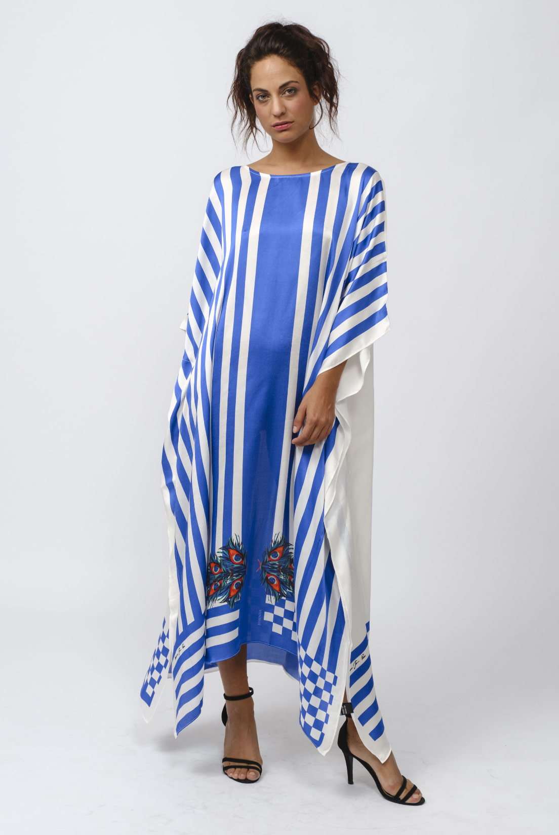 Copricostume - Kaftano Made in Italy, moda mare "Piume di Pavone"