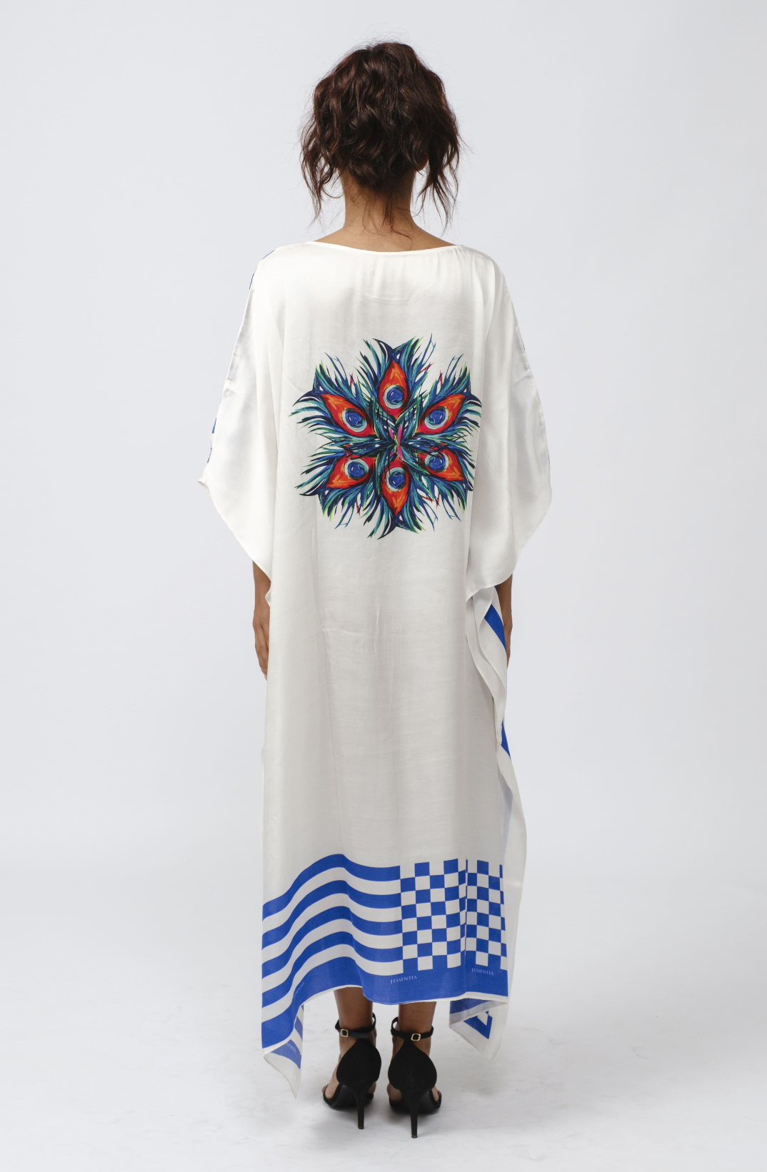 Copricostume - Kaftano Made in Italy, moda mare "Piume di Pavone"