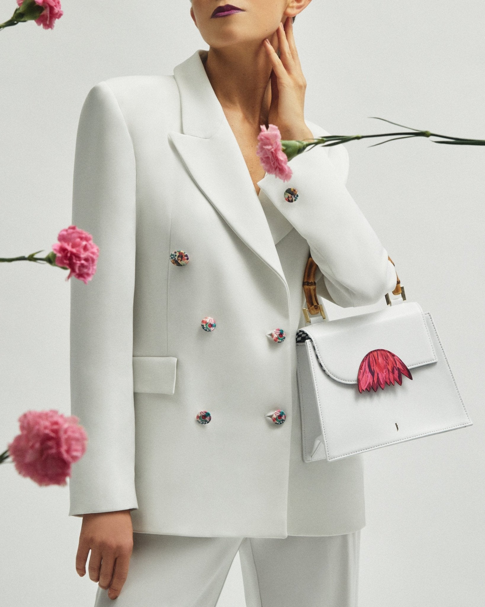 Borsa La Nuova Primavera con manico in Bambù - J'ESSENTIA - #francesca_jennifer_puzzo# #color_bianco