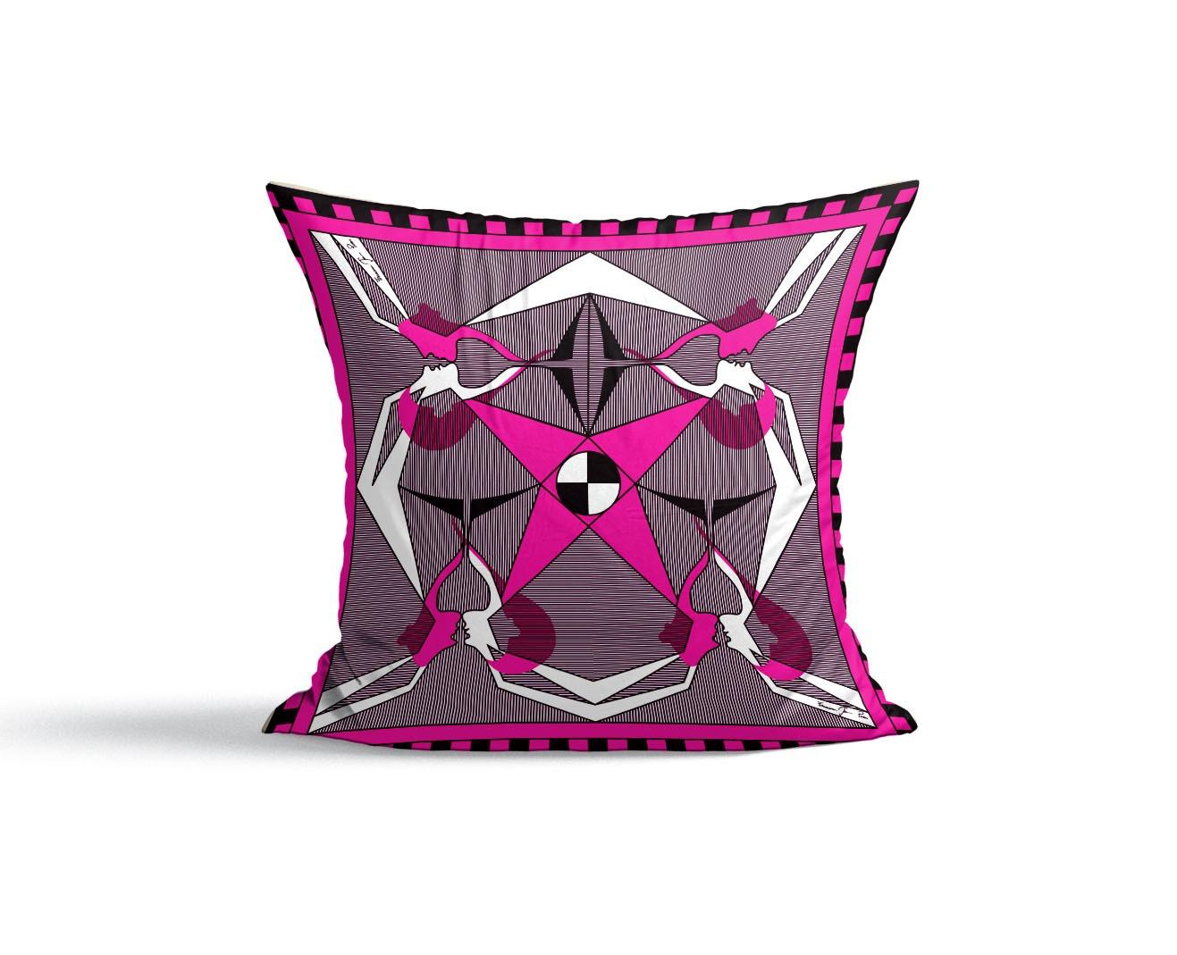 Cuscino per divano "Coppia alchemica" fucsia
