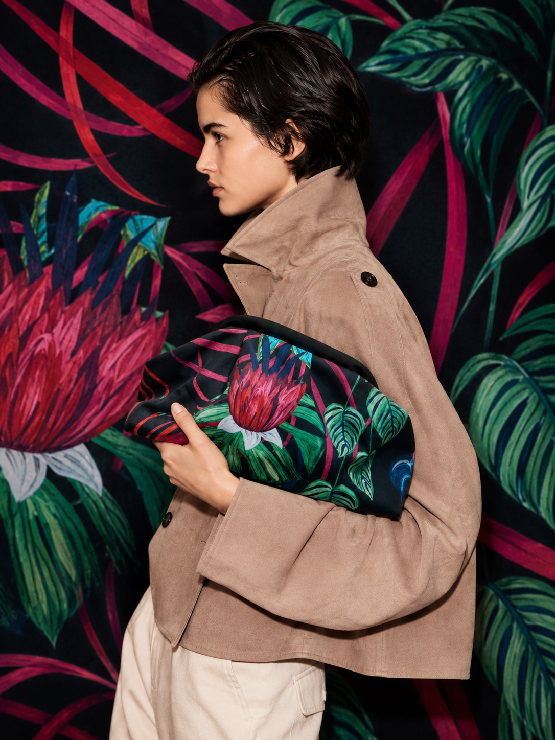 BORSA baguette d'arte nera "La Primavera"