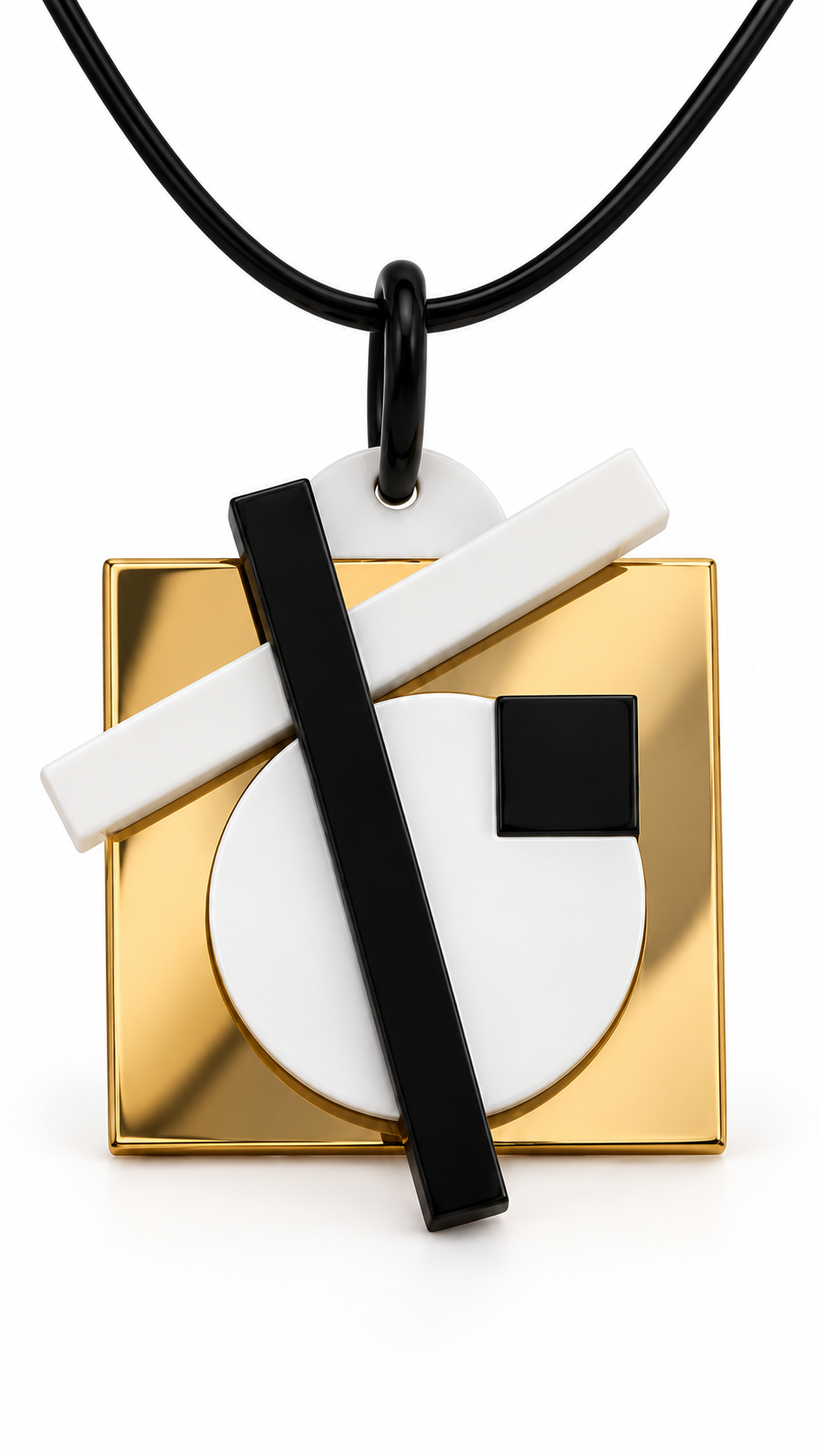 Collana con Ciondolo d'arte in Plexiglass Oro Specchiato  – J’ESSENTIA