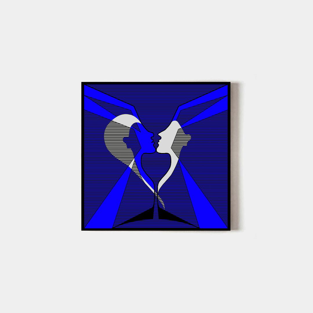 Stampa da parete "Amore futurista" blu
