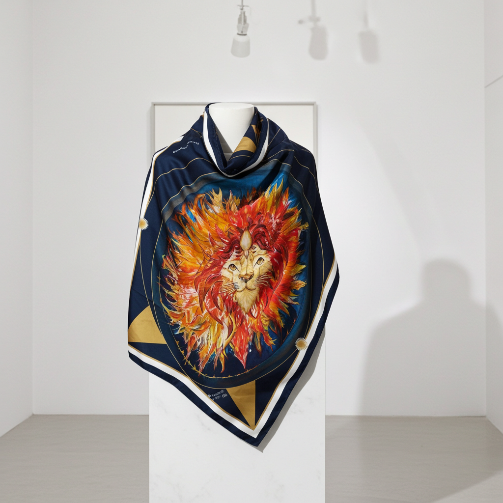 Foulard in seta Il LEONE blu